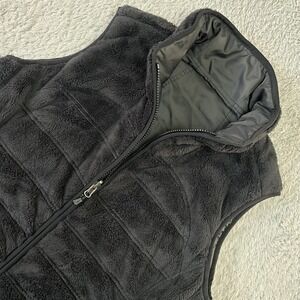 North Face Vest Womens Medium Black Reversible Teddy Puffer Insulated Gorpcore